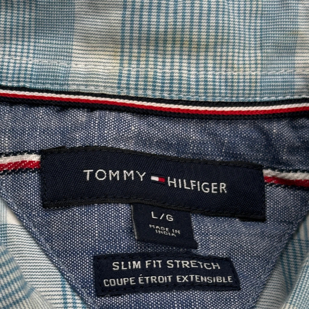Tommy Hilfiger Checked Short Sleeve Shirt - Large Blue Cotton - Image 3