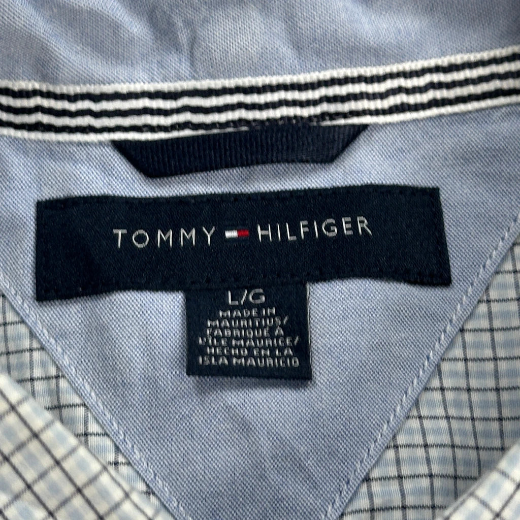 Tommy Hilfiger Checked Short Sleeve Shirt - Large Blue Cotton - Image 3