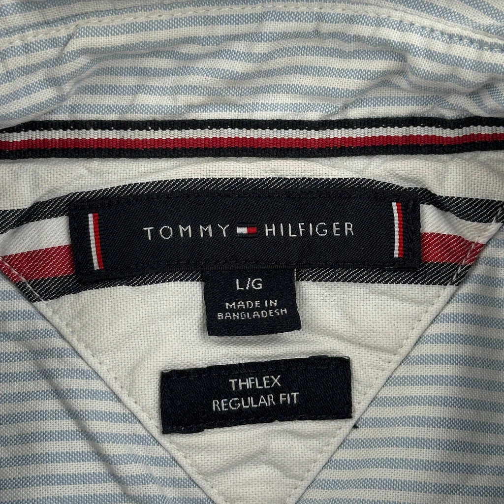 Tommy Hilfiger Striped Short Sleeve Shirt - Large Blue Cotton - Image 3
