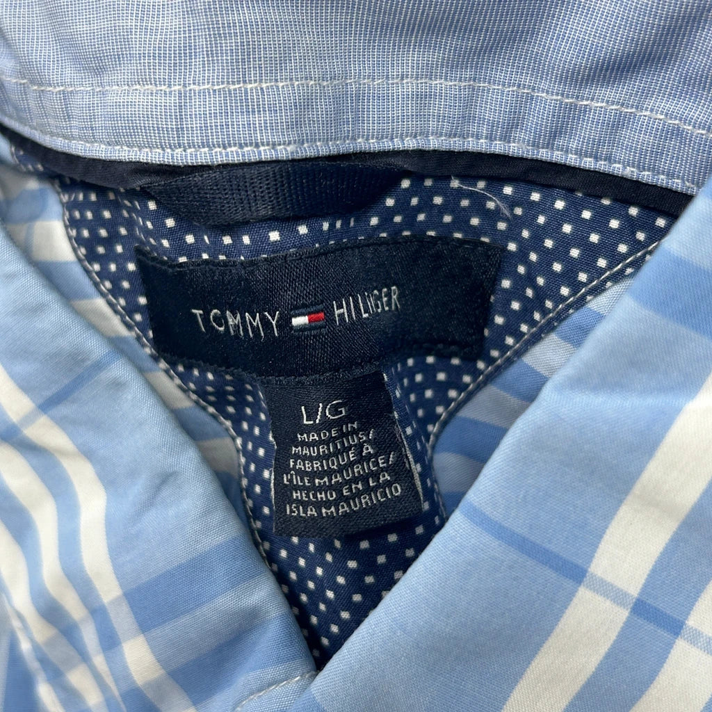 Tommy Hilfiger Checked Short Sleeve Shirt - Large Blue Cotton - Image 3