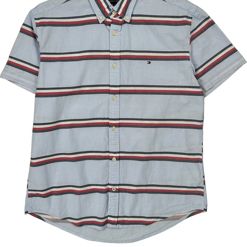 Tommy Hilfiger Striped Short Sleeve Shirt - Large Blue Cotton - Image 4