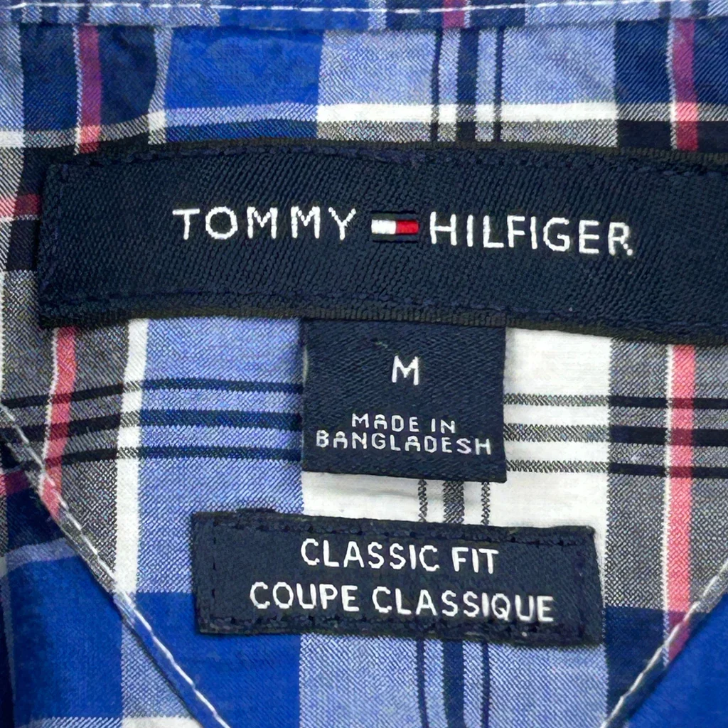 Tommy Hilfiger Checked Short Sleeve Shirt - Medium Blue Cotton - Image 3