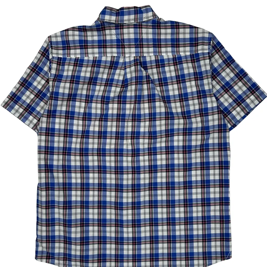Tommy Hilfiger Checked Short Sleeve Shirt - Medium Blue Cotton - Image 6