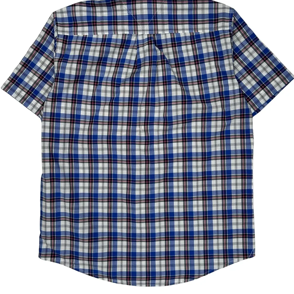Tommy Hilfiger Checked Short Sleeve Shirt - Medium Blue Cotton - Image 7