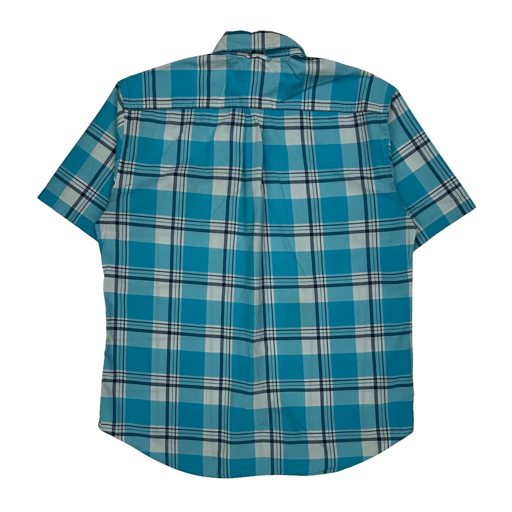 Tommy Hilfiger Checked Short Sleeve Shirt - Medium Blue Cotton - Image 2