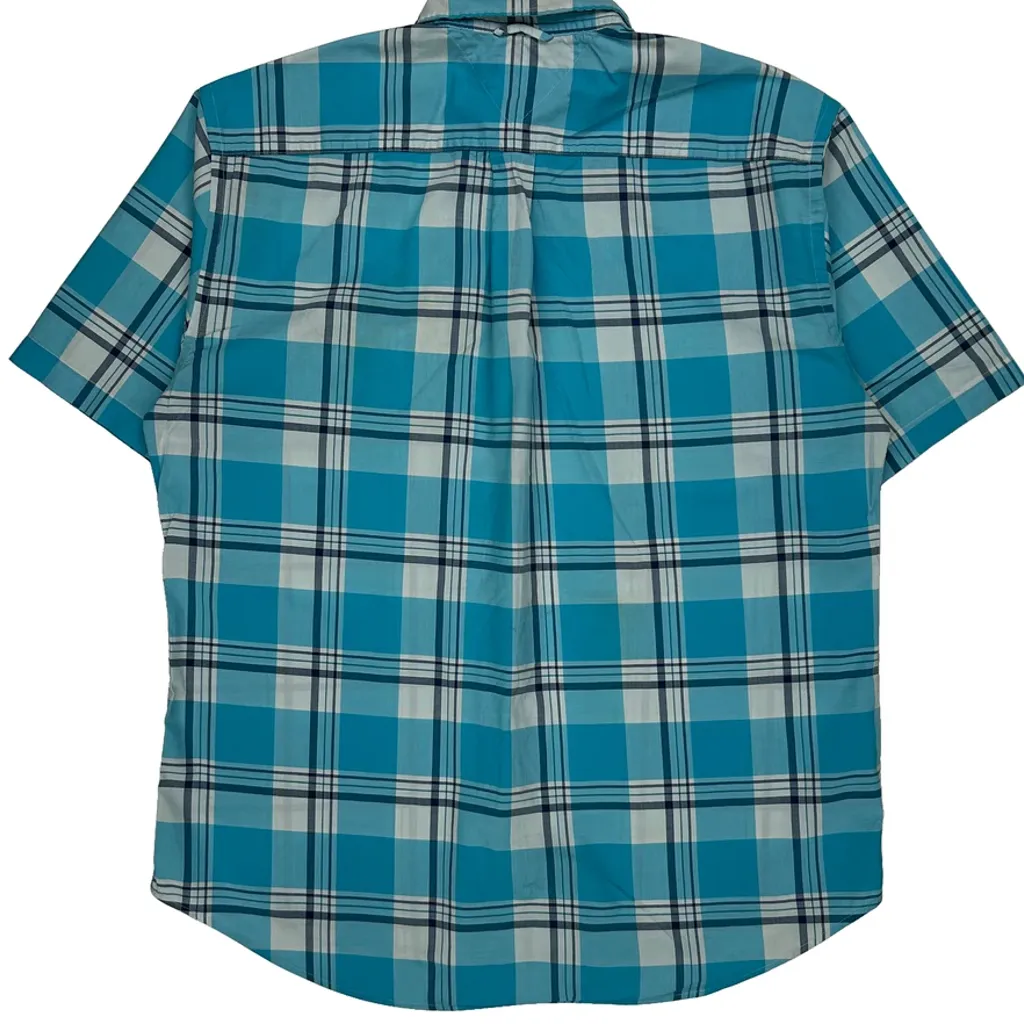 Tommy Hilfiger Checked Short Sleeve Shirt - Medium Blue Cotton - Image 6