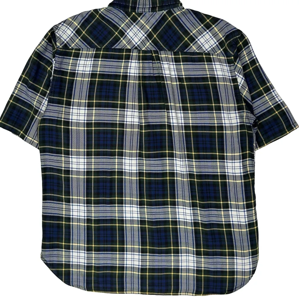 Tommy Hilfiger Checked Short Sleeve Shirt - XL Blue Cotton - Image 7