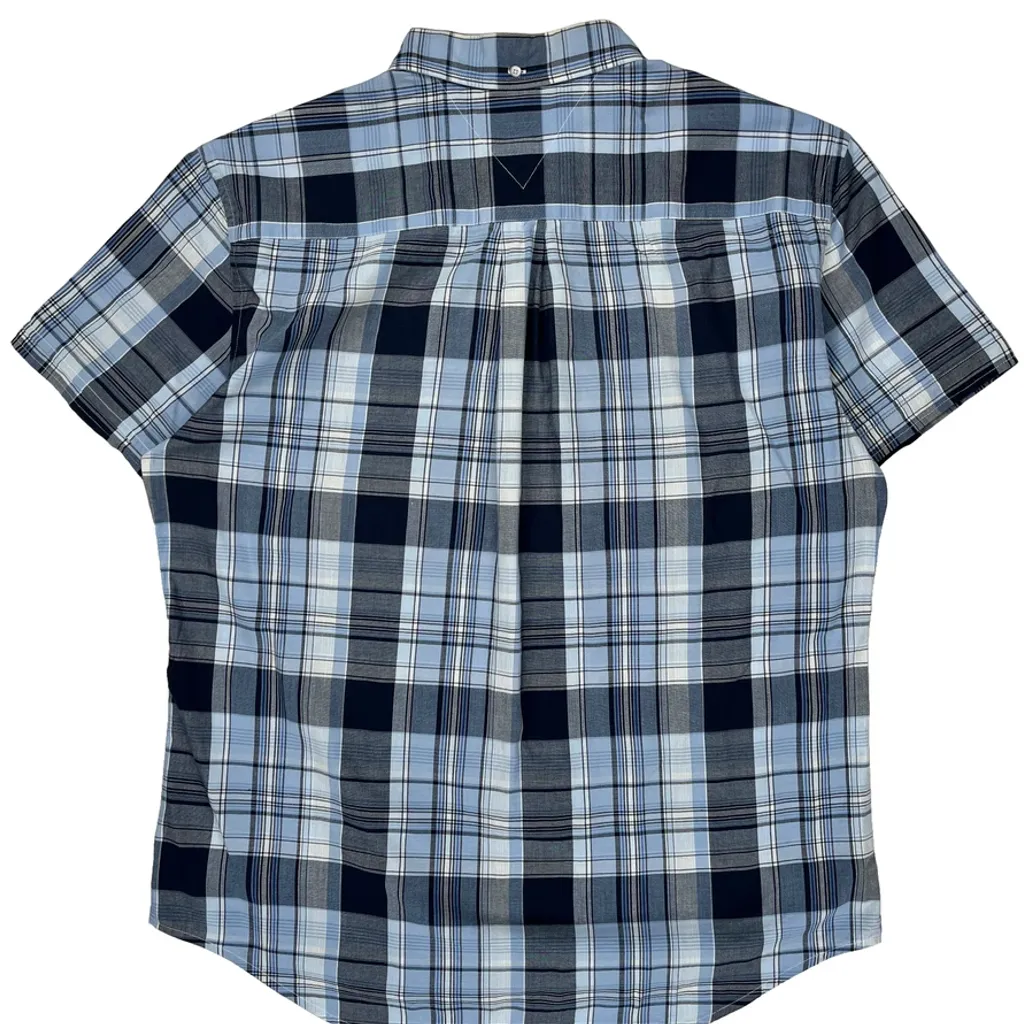 Tommy Hilfiger Checked Short Sleeve Shirt - XL Blue Cotton - Image 6