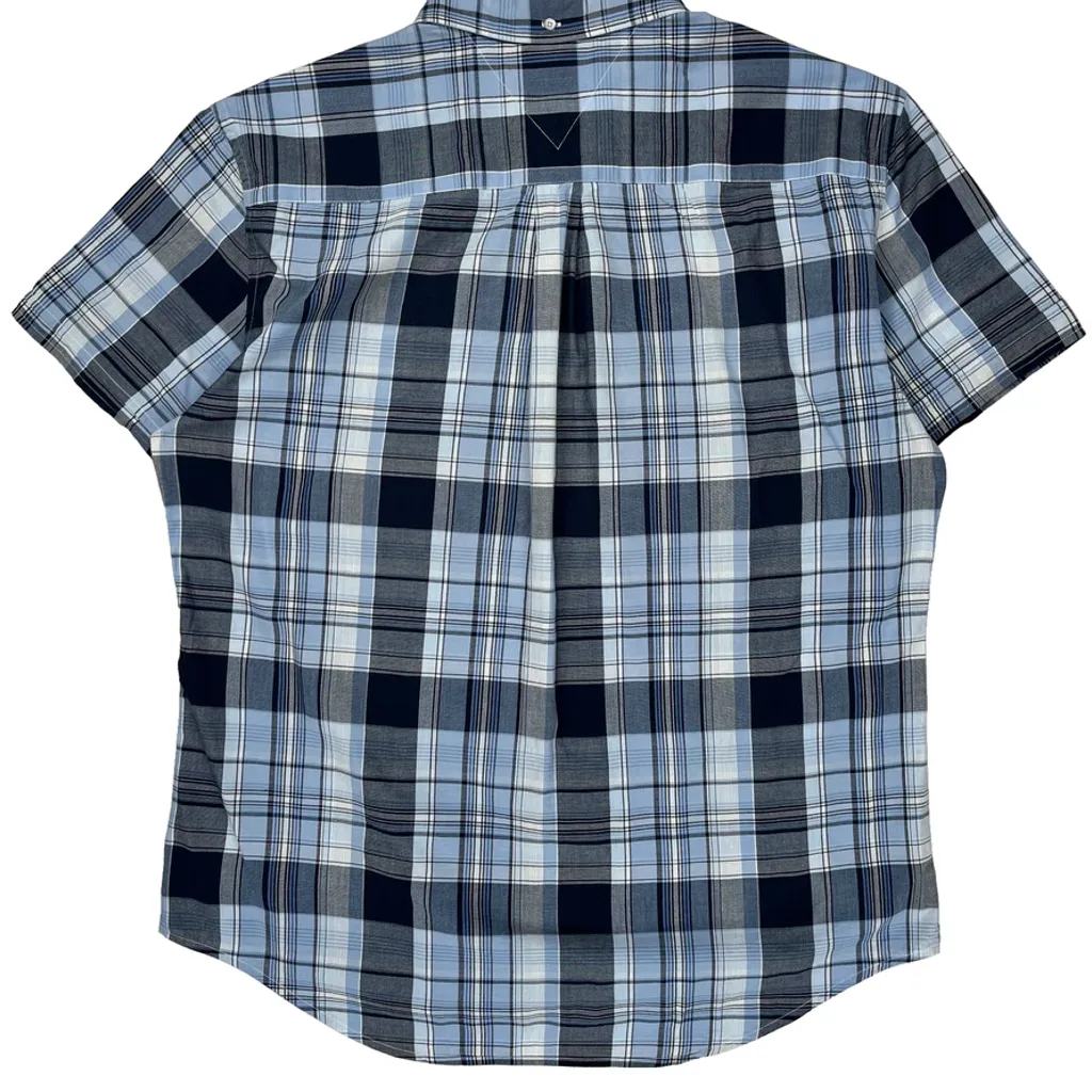 Tommy Hilfiger Checked Short Sleeve Shirt - XL Blue Cotton - Image 7
