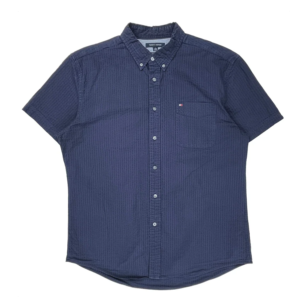 Tommy Hilfiger Short Sleeve Shirt - XL Blue Cotton