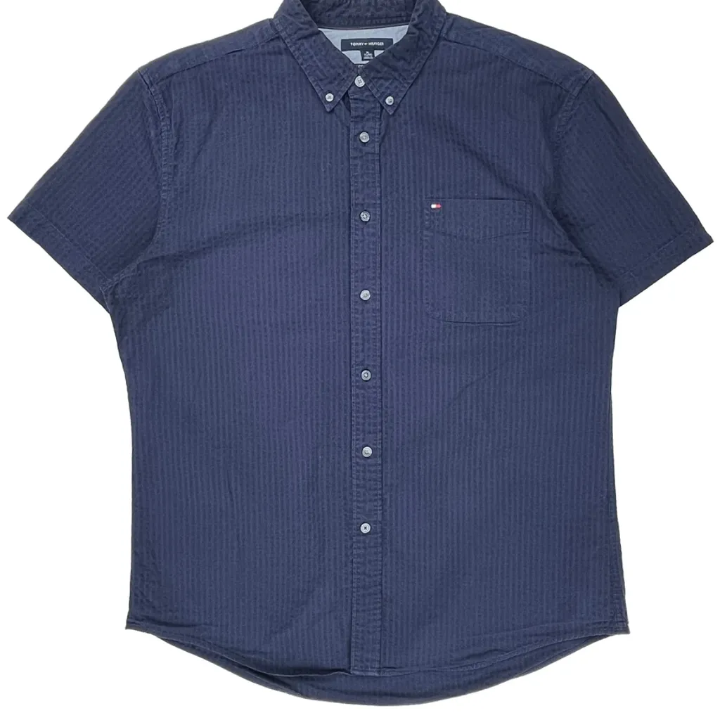 Tommy Hilfiger Short Sleeve Shirt - XL Blue Cotton - Image 4
