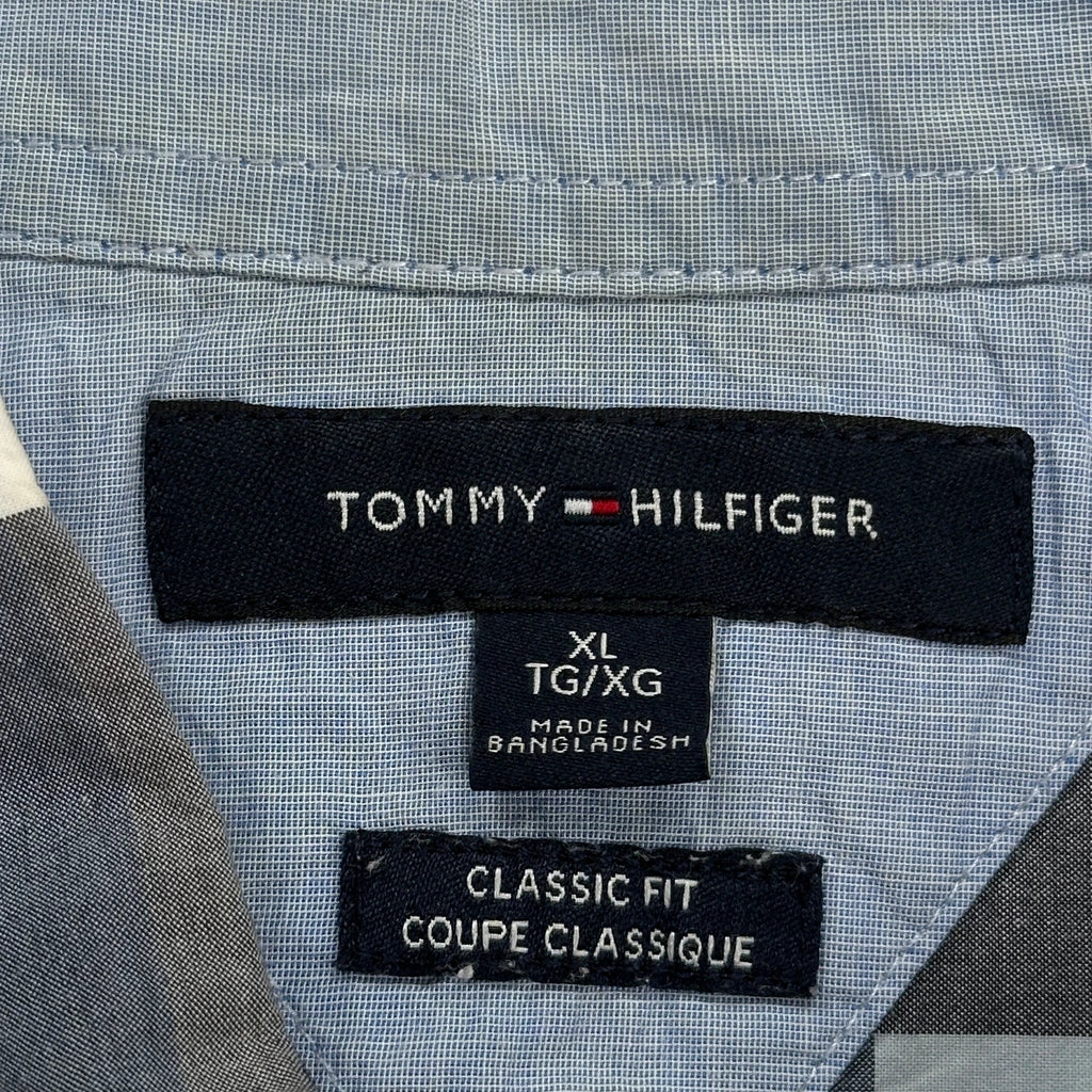 Tommy Hilfiger Checked Short Sleeve Shirt - XL Blue Cotton - Image 3