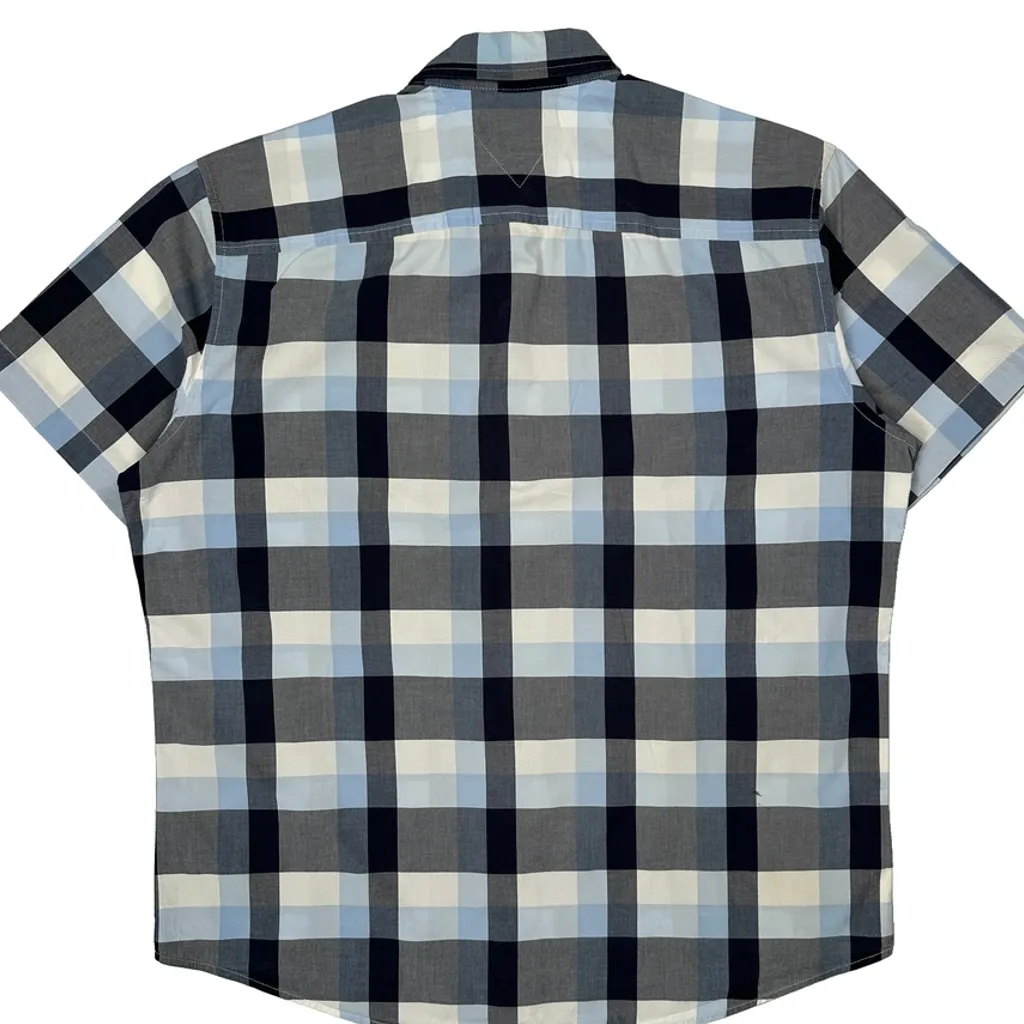 Tommy Hilfiger Checked Short Sleeve Shirt - XL Blue Cotton - Image 6