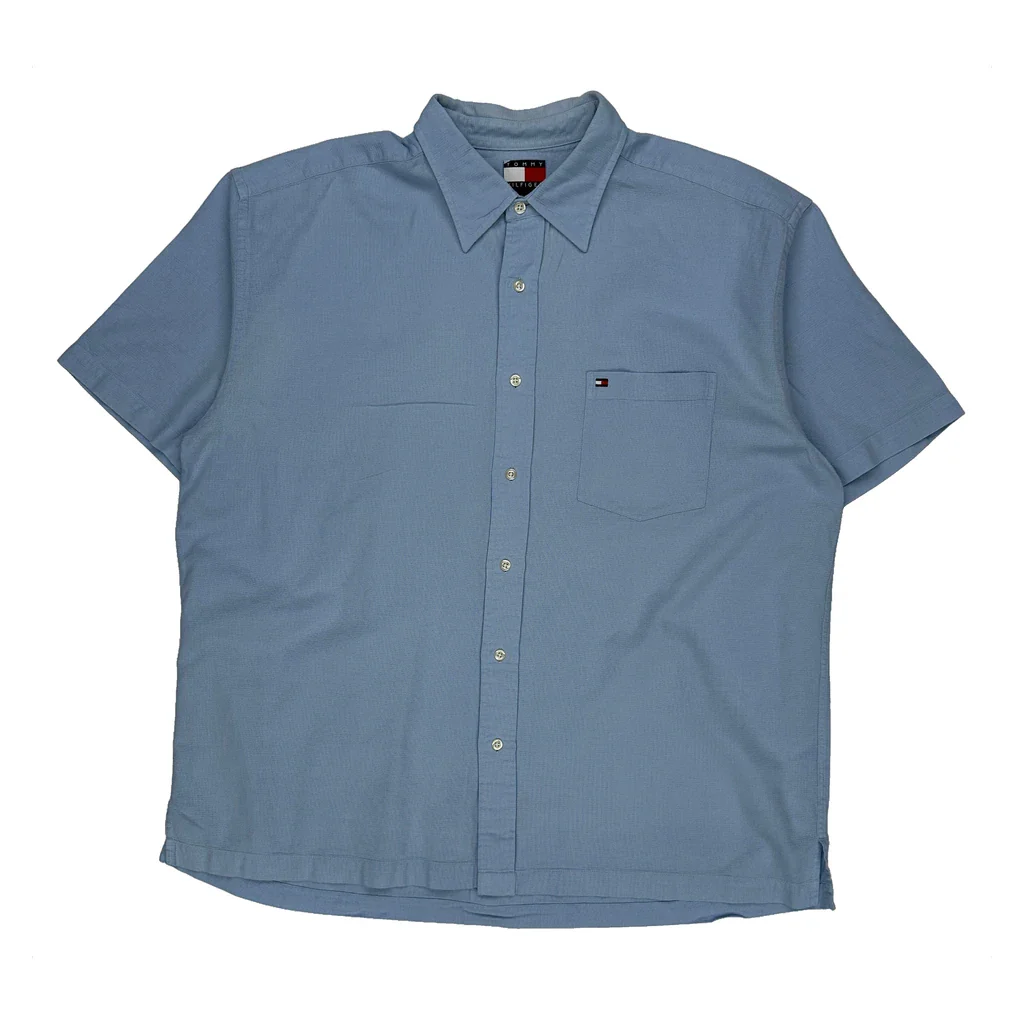 Tommy Hilfiger Short Sleeve Shirt - XL Blue Cotton