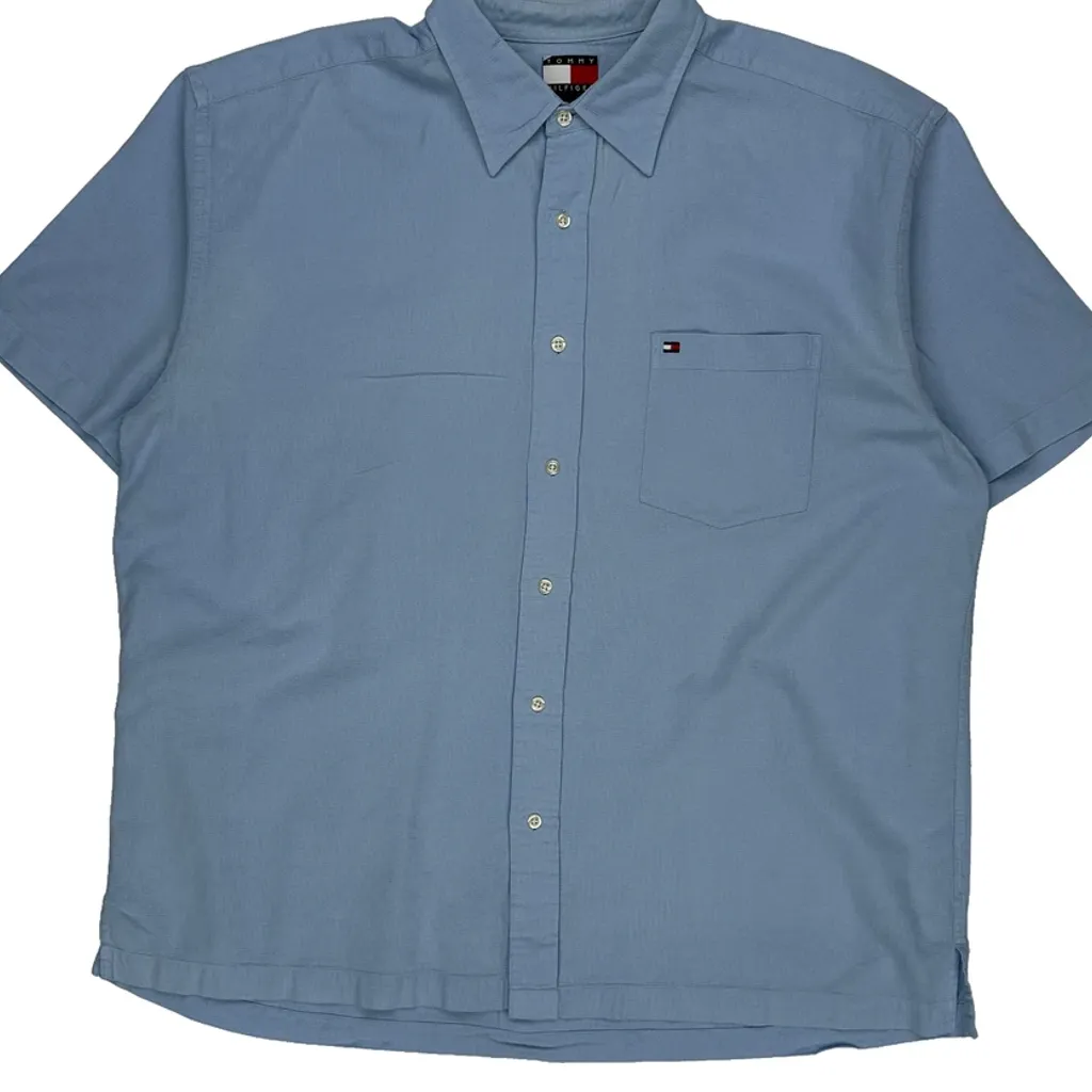 Tommy Hilfiger Short Sleeve Shirt - XL Blue Cotton - Image 4