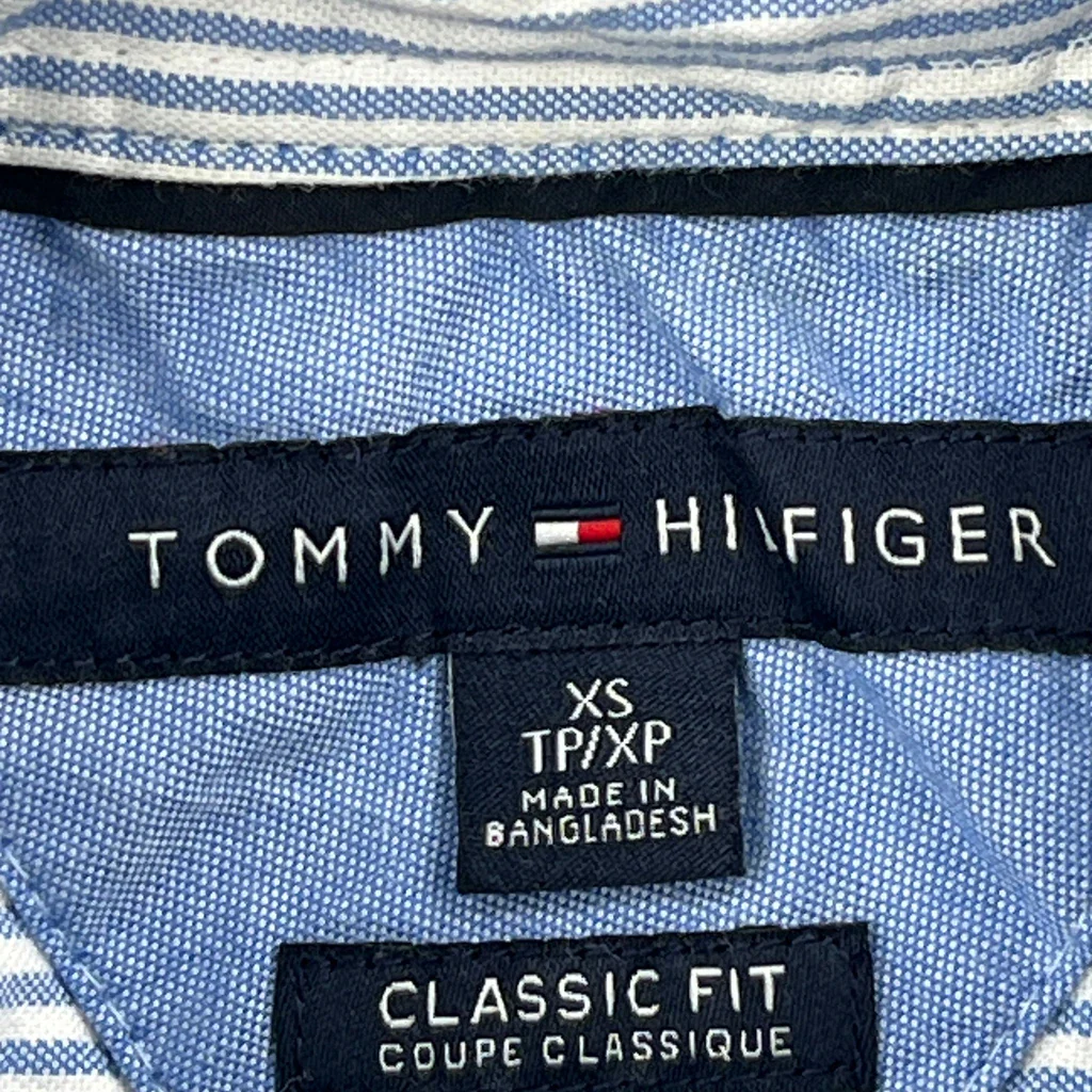 Tommy Hilfiger Striped Short Sleeve Shirt - XS Blue Cotton - Image 3