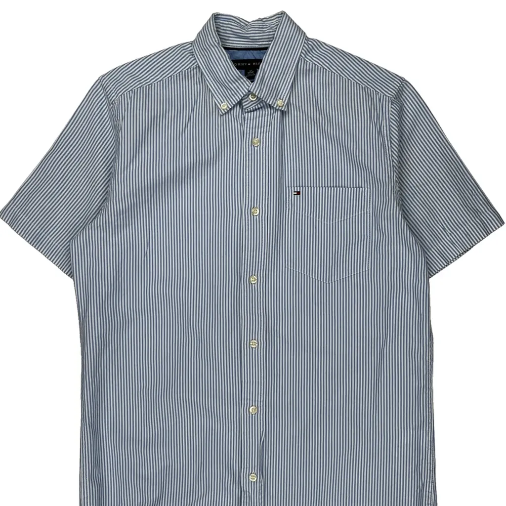 Tommy Hilfiger Striped Short Sleeve Shirt - XS Blue Cotton - Image 4