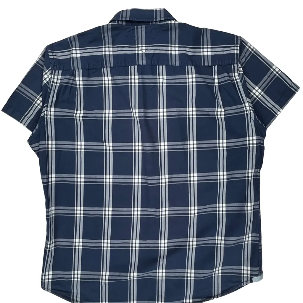 Tommy Hilfiger Checked Short Sleeve Shirt - 2XL Blue Cotton - Image 6