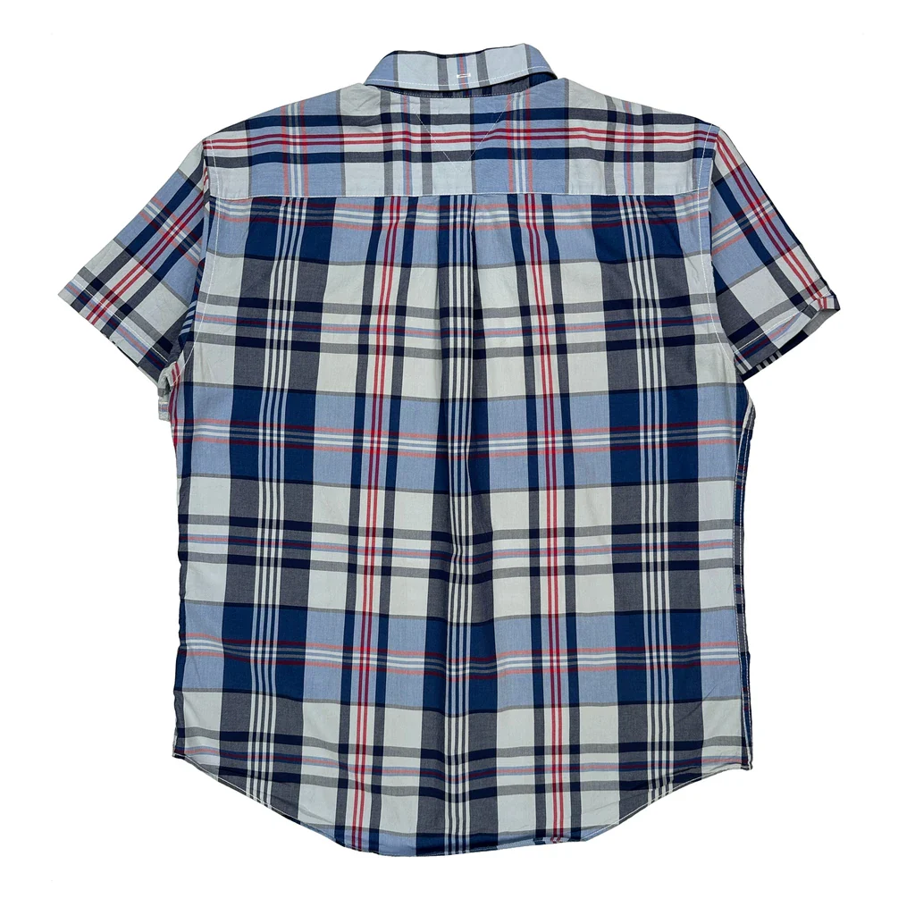 Tommy Hilfiger Checked Short Sleeve Shirt - 2XL Blue Cotton - Image 2