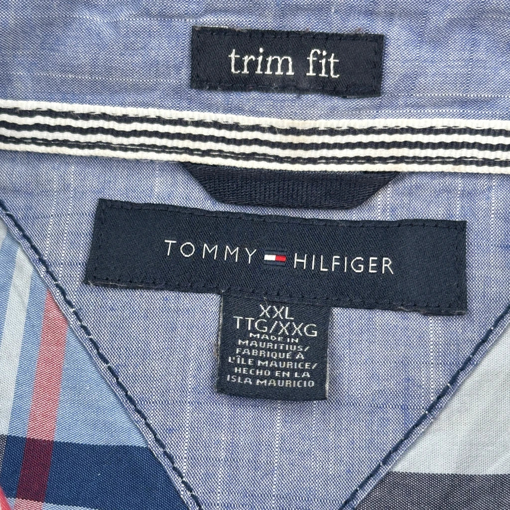 Tommy Hilfiger Checked Short Sleeve Shirt - 2XL Blue Cotton - Image 3