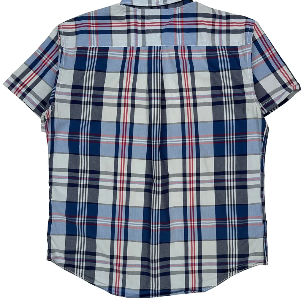 Tommy Hilfiger Checked Short Sleeve Shirt - 2XL Blue Cotton - Image 7