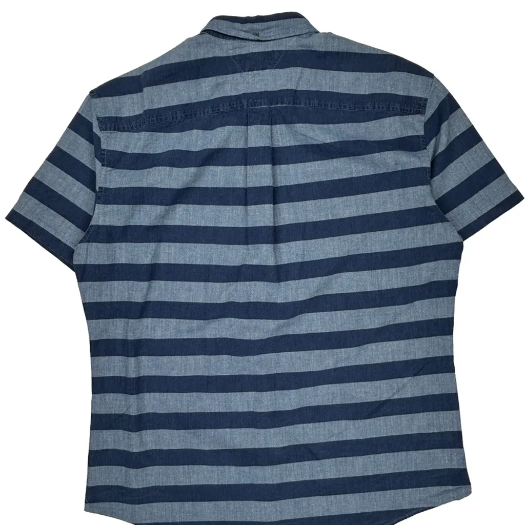 Tommy Hilfiger Striped Short Sleeve Shirt - 2XL Blue Cotton - Image 6