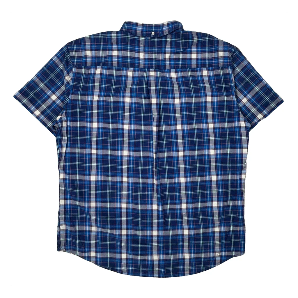Tommy Hilfiger Checked Short Sleeve Shirt - 2XL Blue Cotton - Image 2