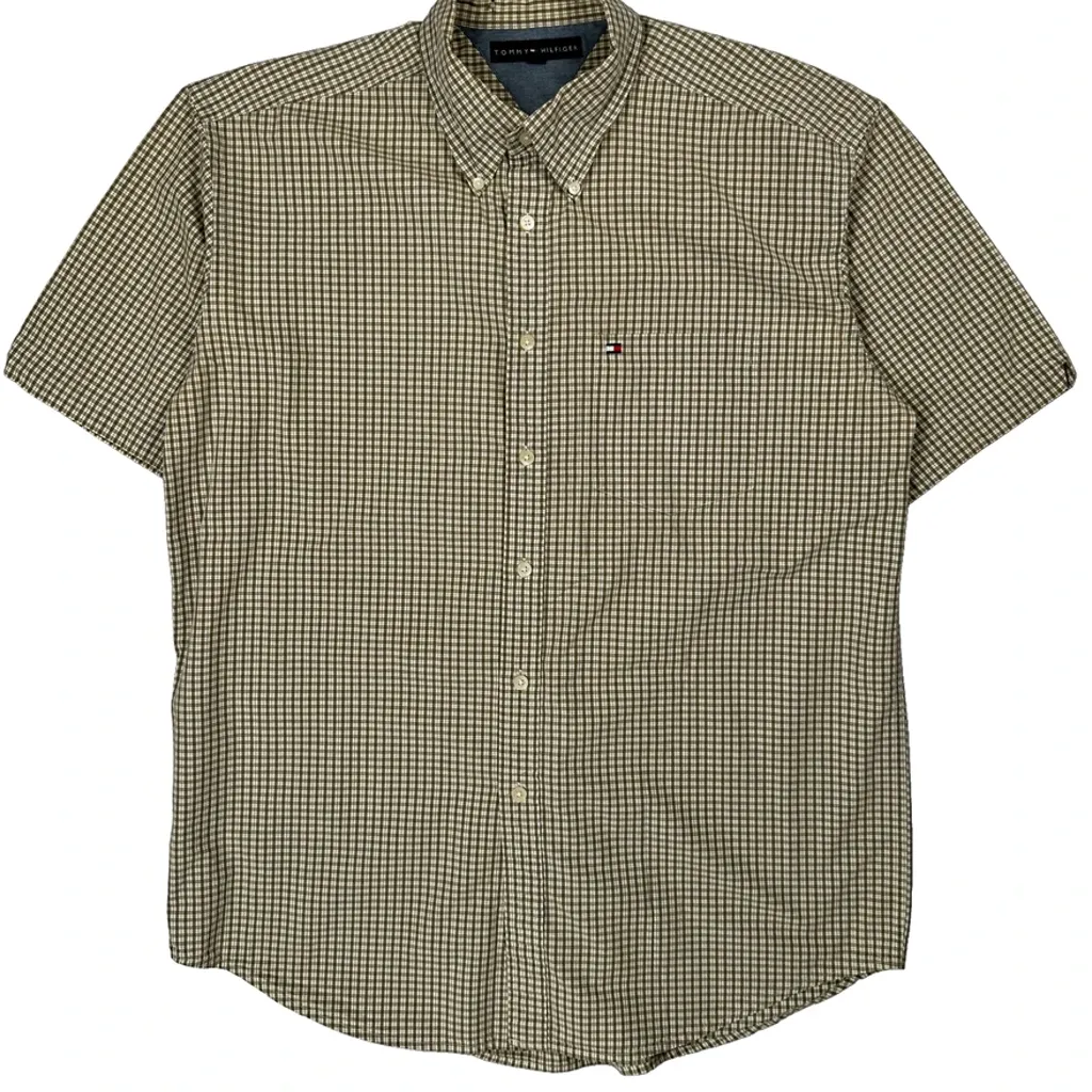 Tommy Hilfiger Checked Short Sleeve Shirt - Large Brown Cotton - Image 5