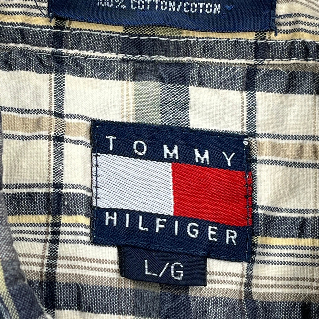 Tommy Hilfiger Checked Short Sleeve Shirt - Large Gray Cotton - Image 3