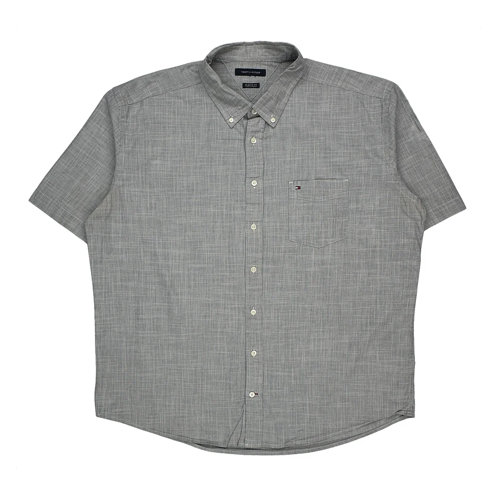 Tommy Hilfiger Short Sleeve Shirt - 2XL Gray Cotton