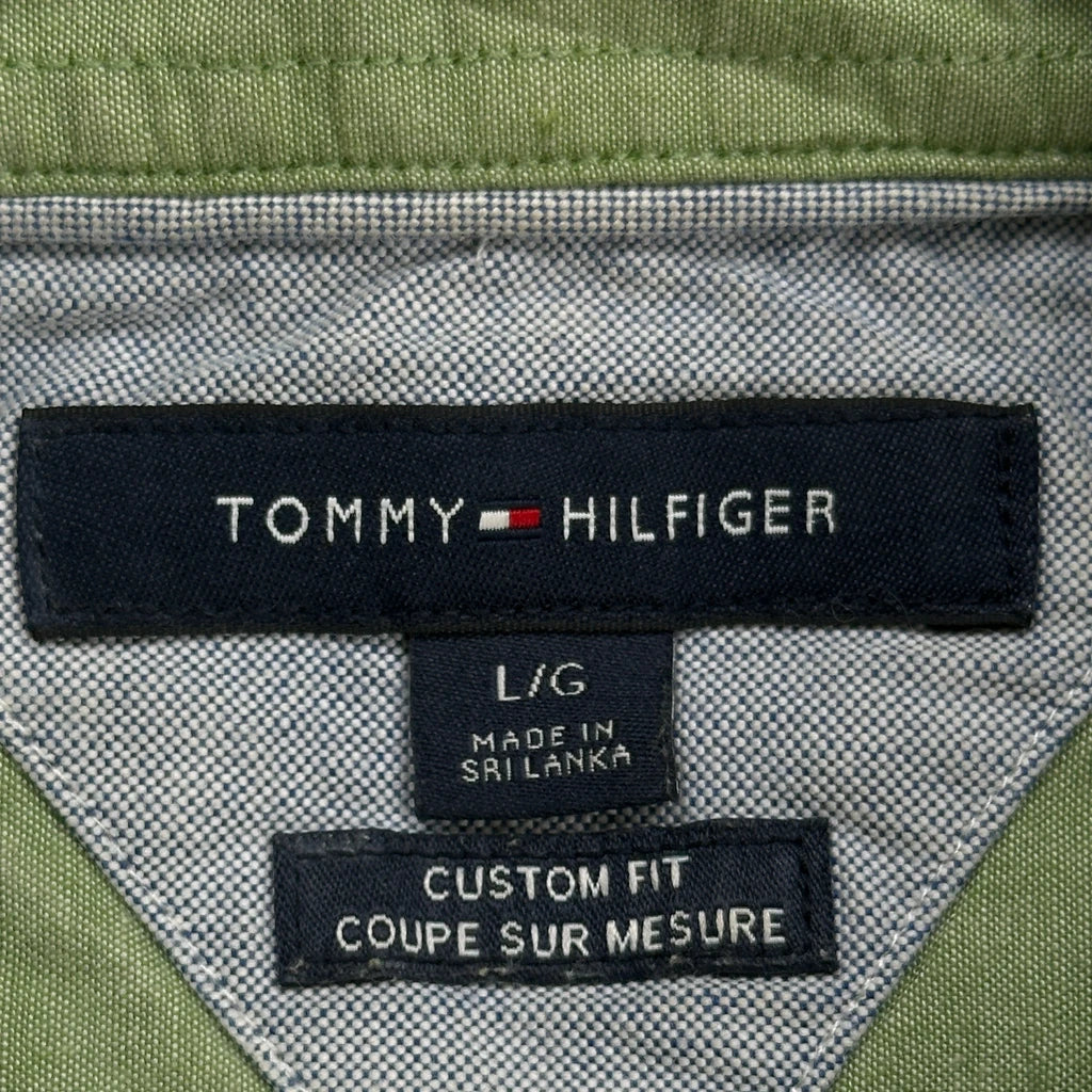 Tommy Hilfiger Short Sleeve Shirt - Large Green Cotton - Image 3
