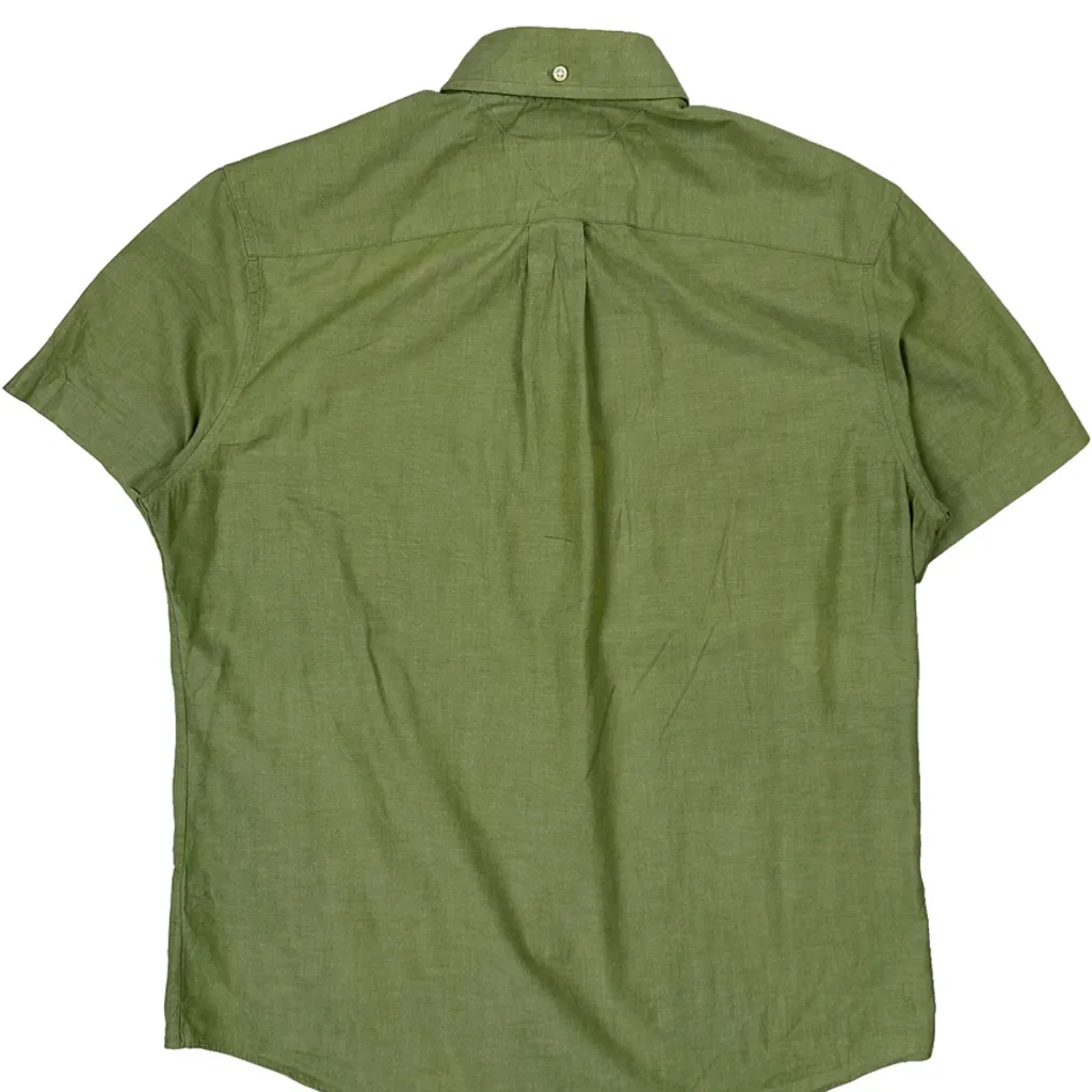 Tommy Hilfiger Short Sleeve Shirt - Large Green Cotton - Image 6