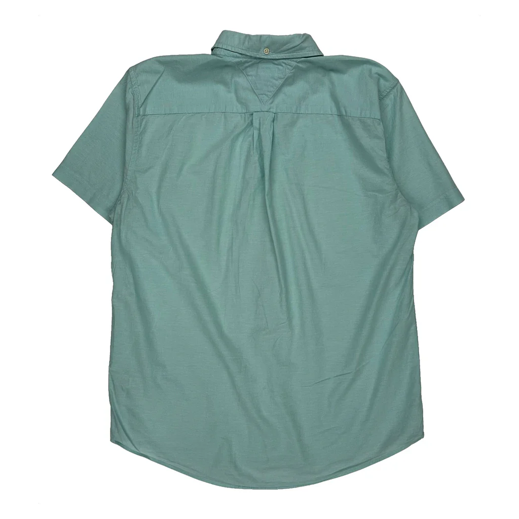 Tommy Hilfiger Short Sleeve Shirt - Large Green Cotton - Image 2