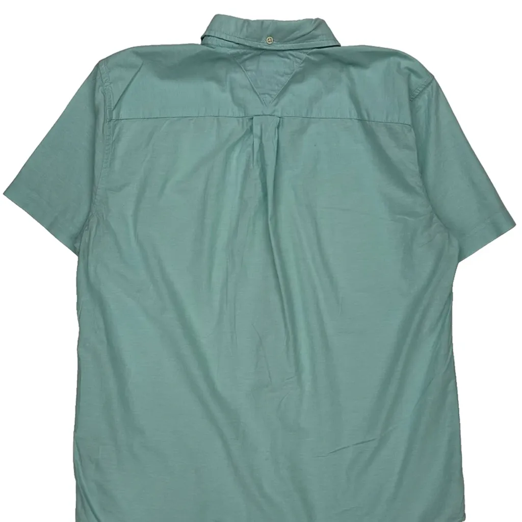 Tommy Hilfiger Short Sleeve Shirt - Large Green Cotton - Image 6