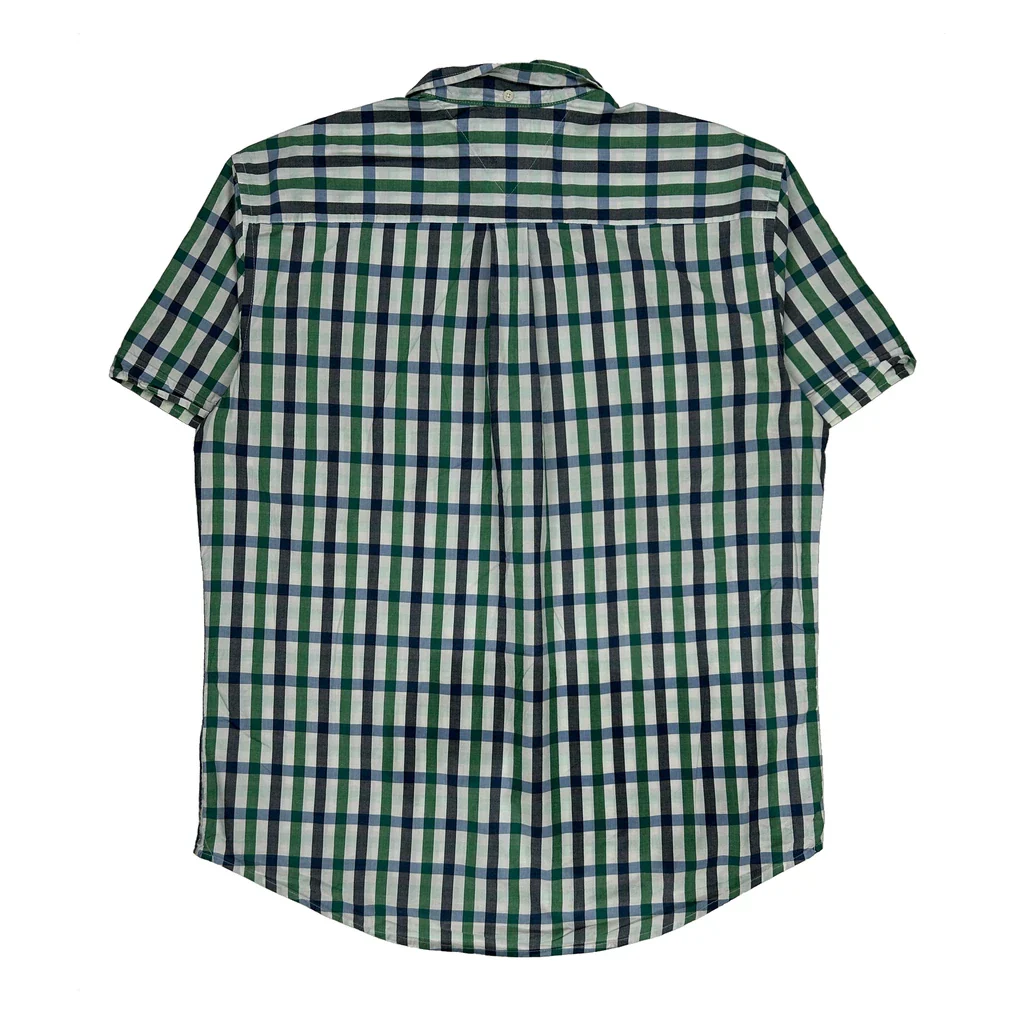 Tommy Hilfiger Checked Short Sleeve Shirt - XL Green Cotton - Image 2