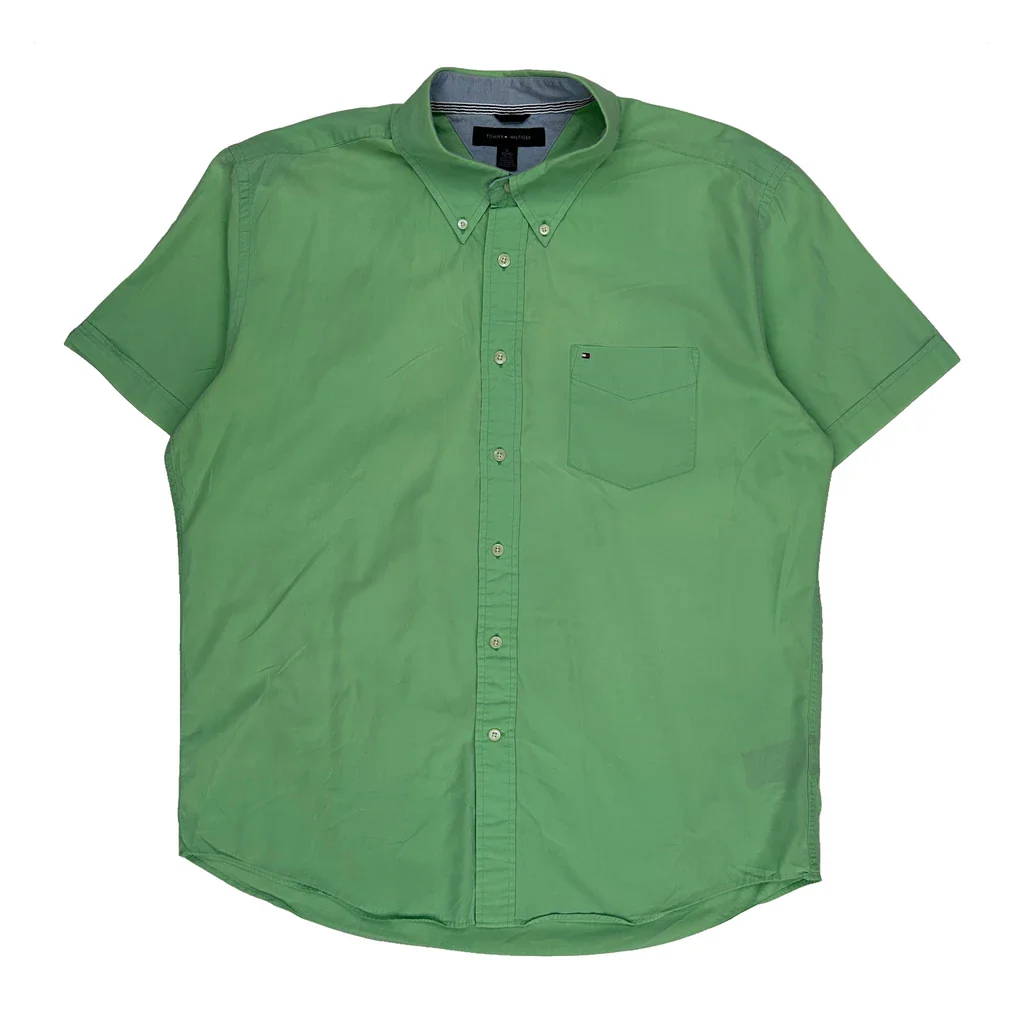 Tommy Hilfiger Short Sleeve Shirt - XL Green Cotton