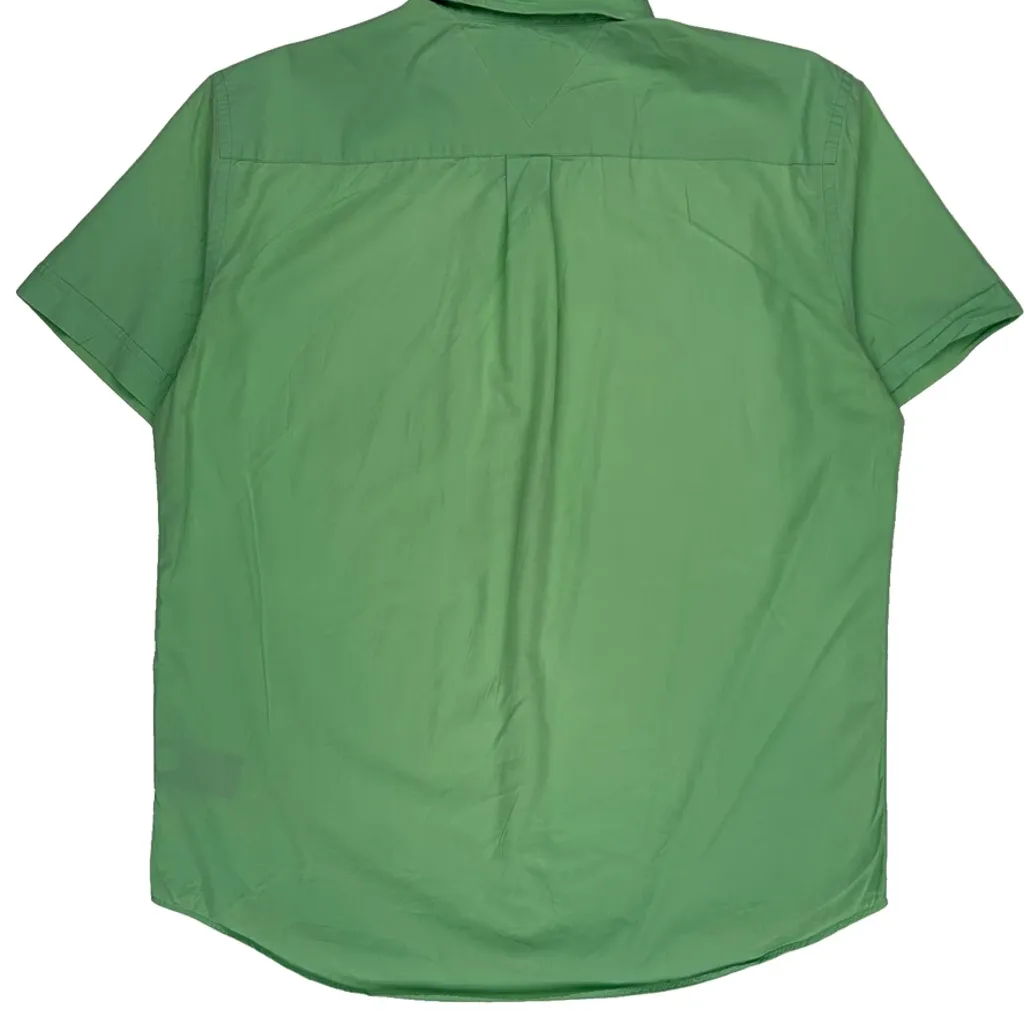 Tommy Hilfiger Short Sleeve Shirt - XL Green Cotton - Image 7
