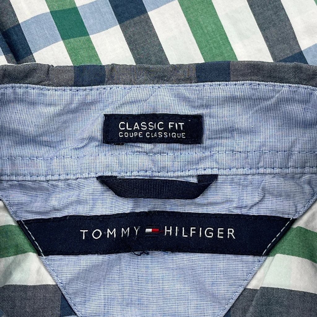 Tommy Hilfiger Checked Short Sleeve Shirt - XL Green Cotton - Image 4