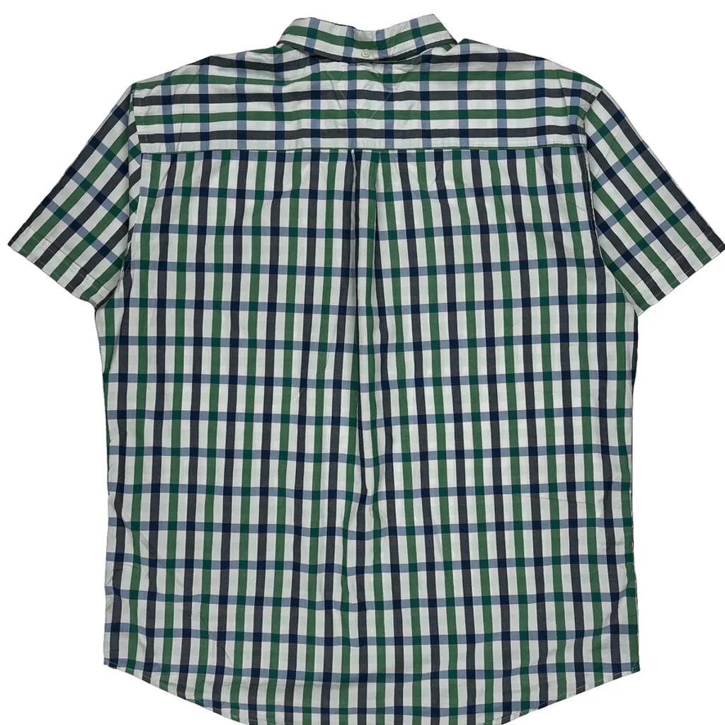 Tommy Hilfiger Checked Short Sleeve Shirt - XL Green Cotton - Image 7