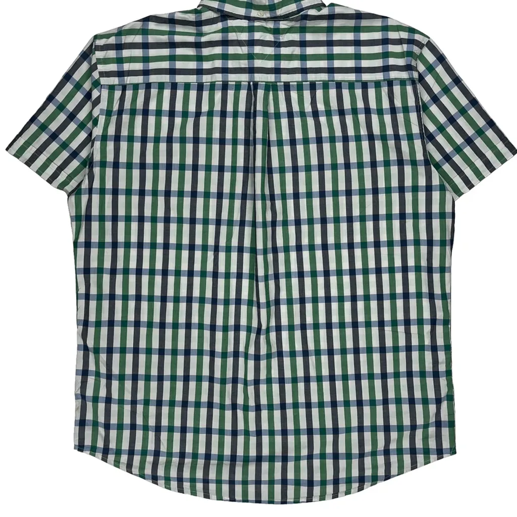Tommy Hilfiger Checked Short Sleeve Shirt - XL Green Cotton - Image 8