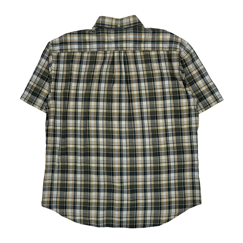 Tommy Hilfiger Checked Short Sleeve Shirt - XL Green Cotton - Image 2