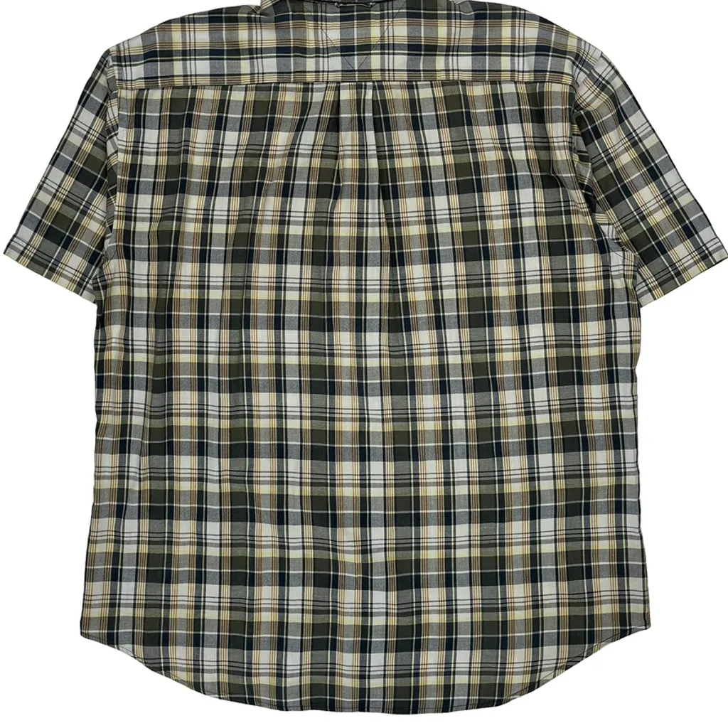 Tommy Hilfiger Checked Short Sleeve Shirt - XL Green Cotton - Image 7