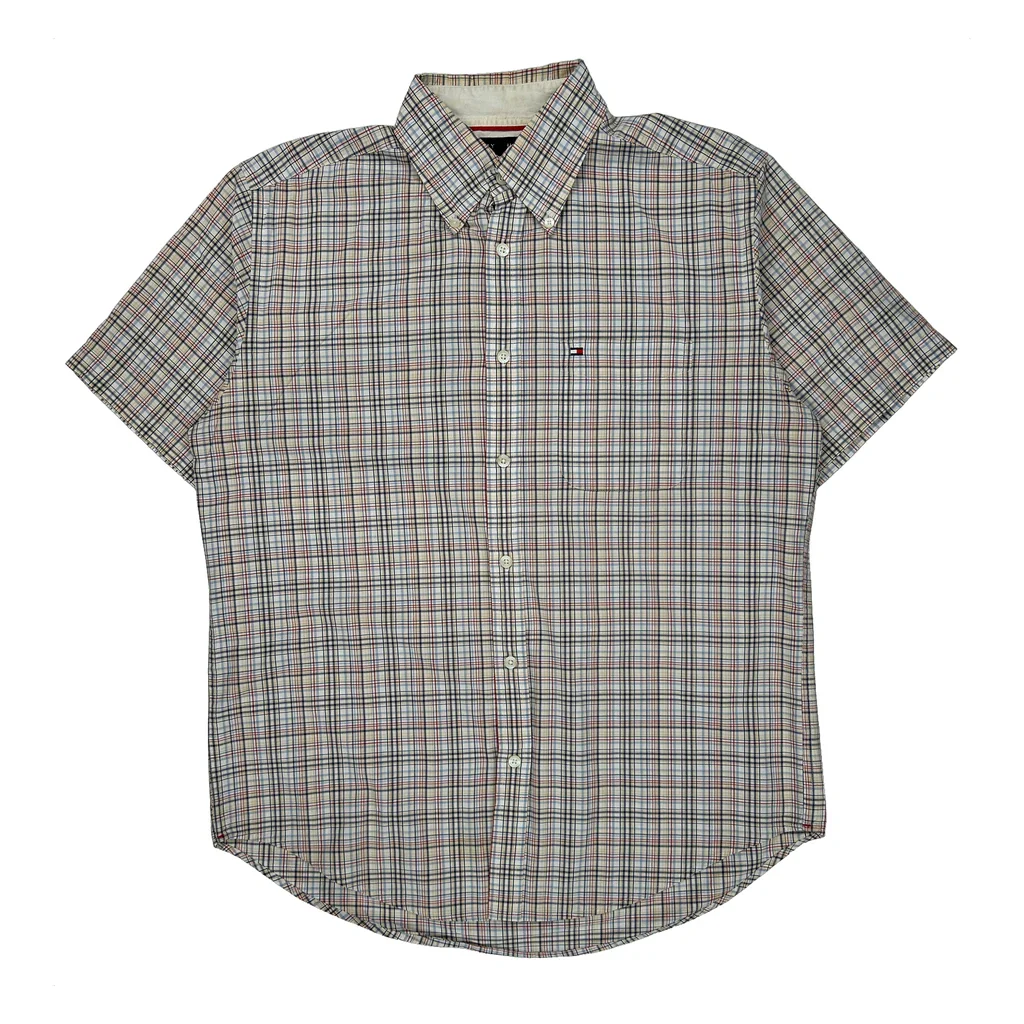 Tommy Hilfiger Checked Short Sleeve Shirt - Medium Multicoloured Cotton