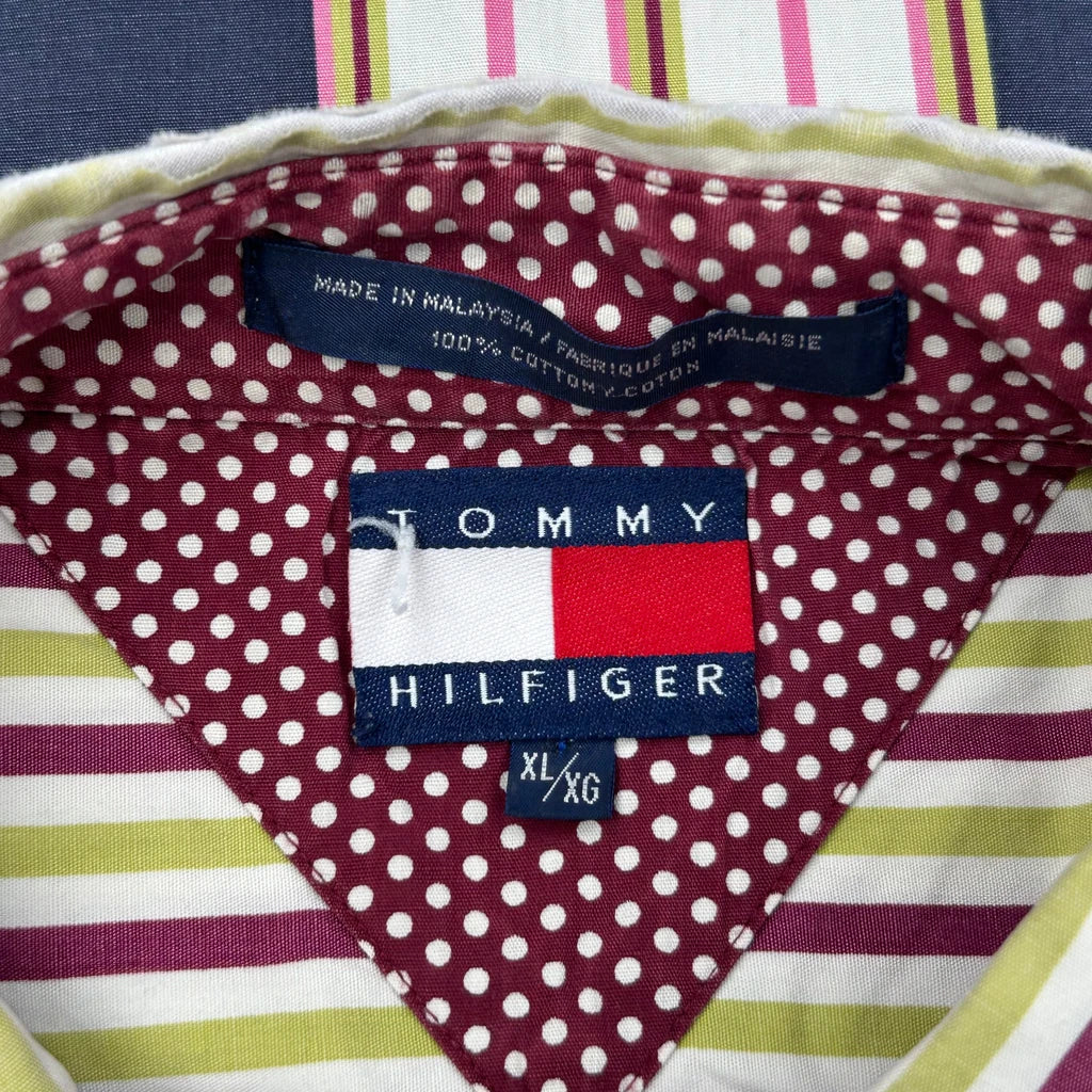 Tommy Hilfiger Striped Short Sleeve Shirt - XL Multicoloured Cotton - Image 3