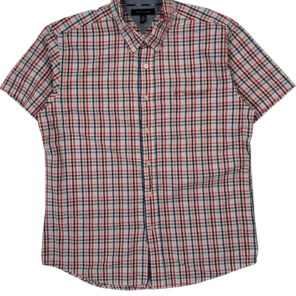 Tommy Hilfiger Checked Short Sleeve Shirt - XL Multicoloured Cotton - Image 5