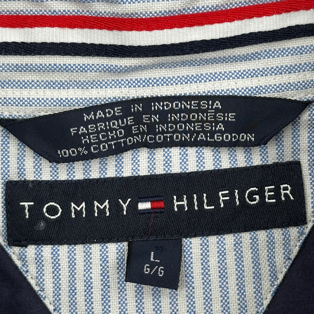 Tommy Hilfiger Striped Short Sleeve Shirt - Large Navy Cotton - Image 3