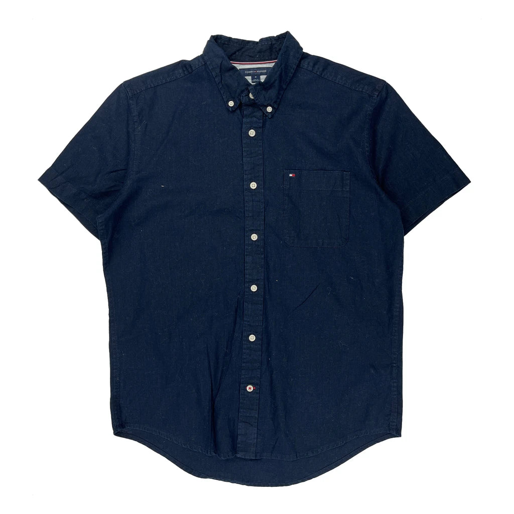 Tommy Hilfiger Short Sleeve Shirt - Medium Navy Cotton