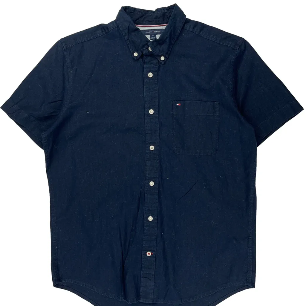 Tommy Hilfiger Short Sleeve Shirt - Medium Navy Cotton - Image 5
