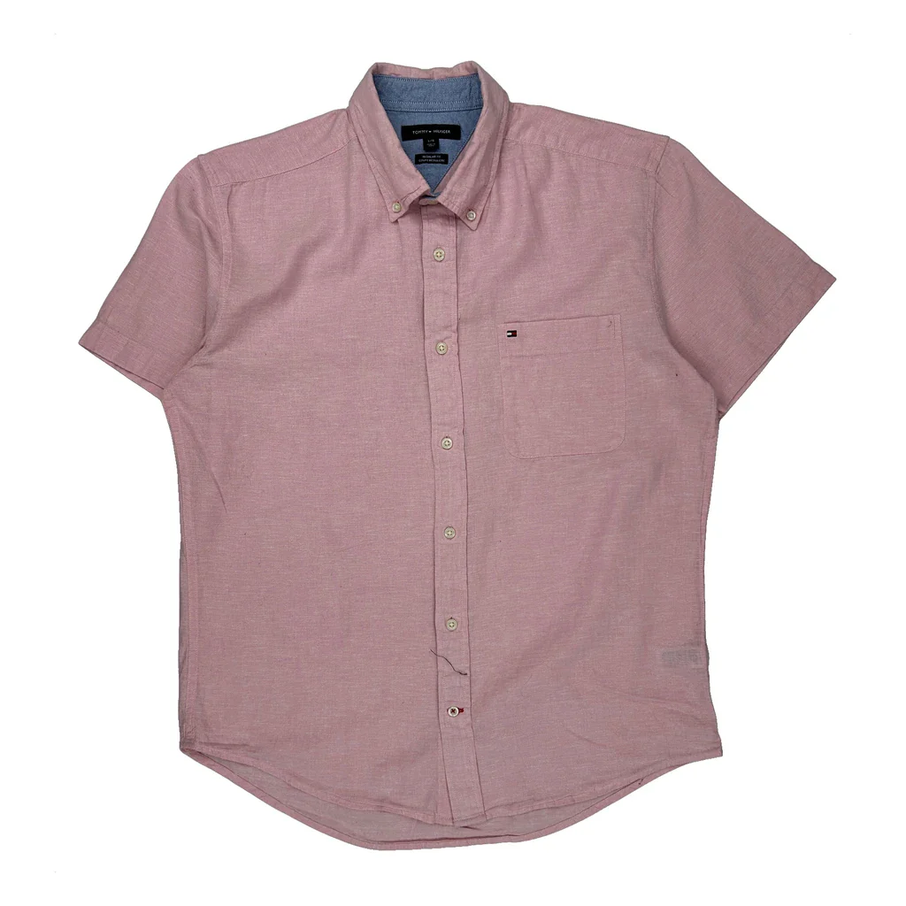Tommy Hilfiger Short Sleeve Shirt - Large Pink Cotton
