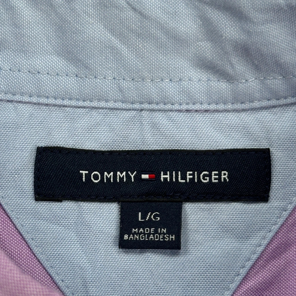 Tommy Hilfiger Short Sleeve Shirt - Large Purple Cotton - Image 3